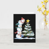 Christmas Snowman Christmas Tree Funny Snowman Lov Kaart (Gele Bloem)