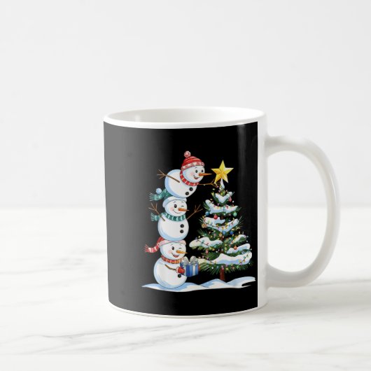 Christmas Snowman Christmas Tree Funny Snowman Lov Koffiemok (Rechts)