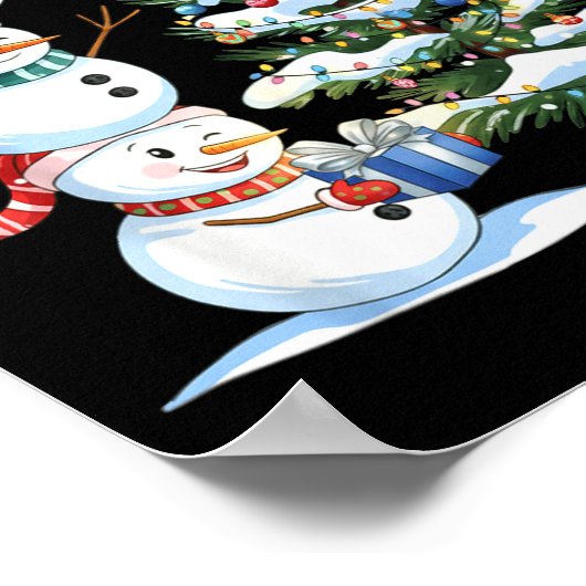 Christmas Snowman Christmas Tree Funny Snowman Lov Poster (Hoek)