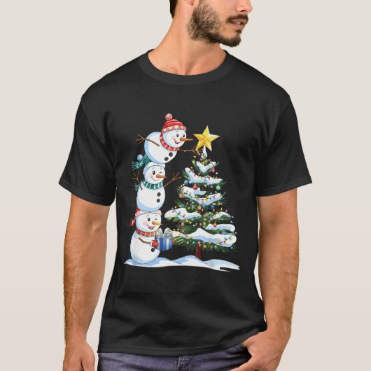 Christmas Snowman Christmas Tree Funny Snowman Lov T-shirt (Voorkant)