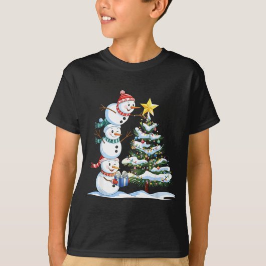 Christmas Snowman Christmas Tree Funny Snowman Lov T-shirt (Voorkant)
