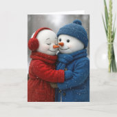 Christmas Snowman Couple in Snowflakes Kaart (Voorkant)