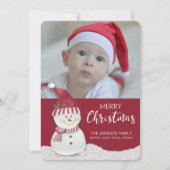 Christmas Snowman Custom Photo-Name Feestdagenkaart (Voorkant)