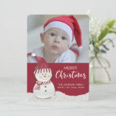 Christmas Snowman Custom Photo-Name Feestdagenkaart (Staand voorkant)