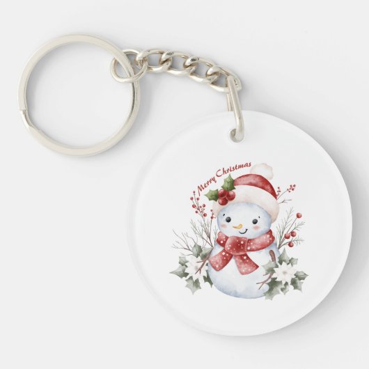 "Christmas Snowman Delight Acrylic Keychain (Voorkant)