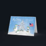 CHRISTMAS - Snowman Familie - PATRIOTIC/Service Feestdagen Kaart<br><div class="desc">Hetzelfde afbeelding voor andere takken van de dienst,  zeelieden,  zeeschepen enz. Hetzelfde afbeelding is ook beschikbaar voor niet-militaire doeleinden,  dat wil zeggen van onze familie tot die van u,  met uitzondering van vlaggen.</div>