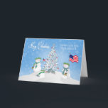 CHRISTMAS - Snowman Familie - PATRIOTIC/Service Feestdagen Kaart<br><div class="desc">Hetzelfde afbeelding voor andere takken van de dienst,  zeelieden,  zeeschepen enz. Hetzelfde afbeelding is ook beschikbaar voor niet-militaire doeleinden,  dat wil zeggen van onze familie tot die van u,  met uitzondering van vlaggen.</div>
