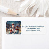 Christmas Snowman familie retour adres labels (Insitu)