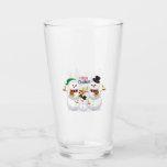 Christmas Snowman Family Glas<br><div class="desc">This design features a familiy of a snowman with the text "Merry Christmas". It is perfect voor this Christmas season. It can also be a gift for family and friends.</div>