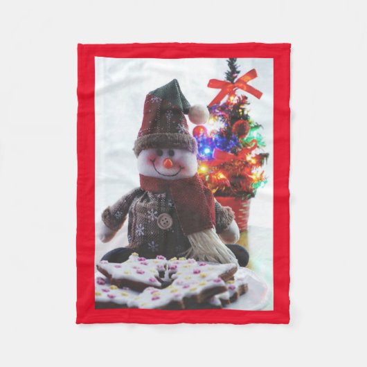 CHRISTMAS SNOWMAN FLEECE DEKEN (Voorkant)