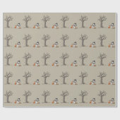 Christmas Snowman Fox And Deer Woodland Animal  Cadeaupapier (Vlak)