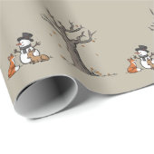 Christmas Snowman Fox And Deer Woodland Animal  Cadeaupapier (Rol Hoek)