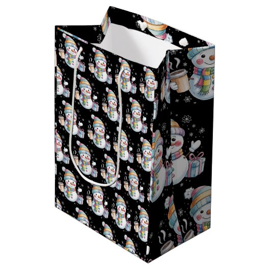 Christmas Snowman Gift Holiday Winter Xmas Coffee Medium Cadeauzakje (Voorkant Gekanteld)
