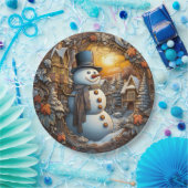 Christmas Snowman Holiday Papieren Bordje (Feest)