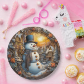 Christmas Snowman Holiday Papieren Bordje (Feest)