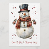 Christmas Snowman Holiday Party Invitation Kaart (Voorkant)