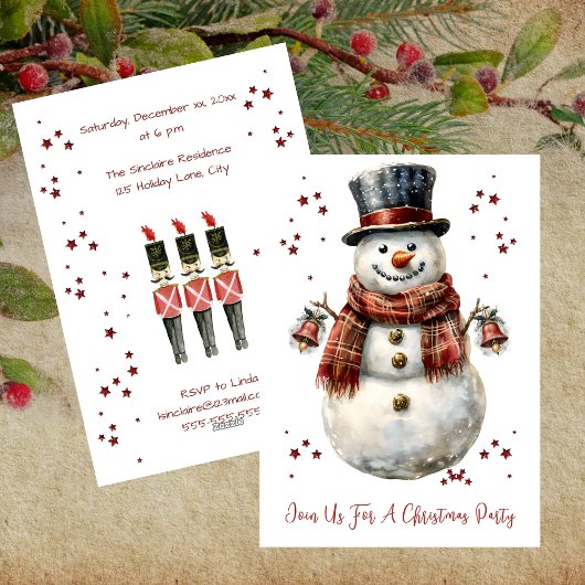 Christmas Snowman Holiday Party Invitation Kaart