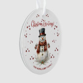 Christmas Snowman Holiday With Name Ornament (voorkant)
