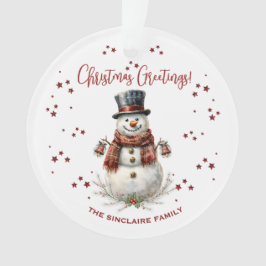Christmas Snowman Holiday With Name Ornament