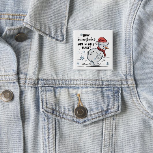 Christmas Snowman How Snowflakes Are Really Made  Vierkante Button 5,1 Cm (In situ)