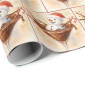 Christmas Snowman In a Chocolate Martini Cadeaupapier (Rol Hoek)