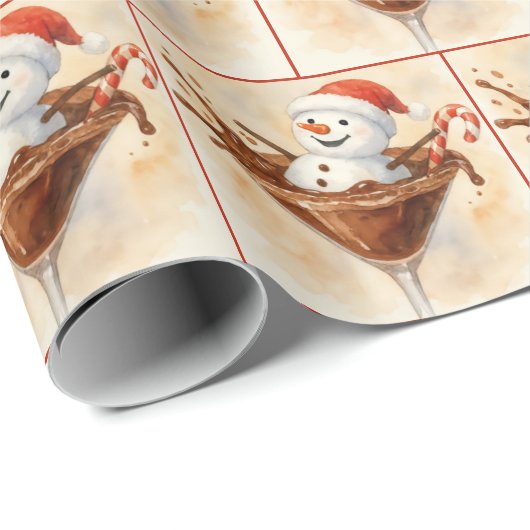 Christmas Snowman In a Chocolate Martini Cadeaupapier (Rol Hoek)