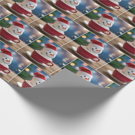 Christmas Snowman In Hot Cocoa Cadeaupapier (Hoek)