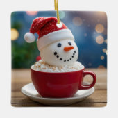 Christmas Snowman In Hot Cocoa Keramisch Ornament (Voorkant)