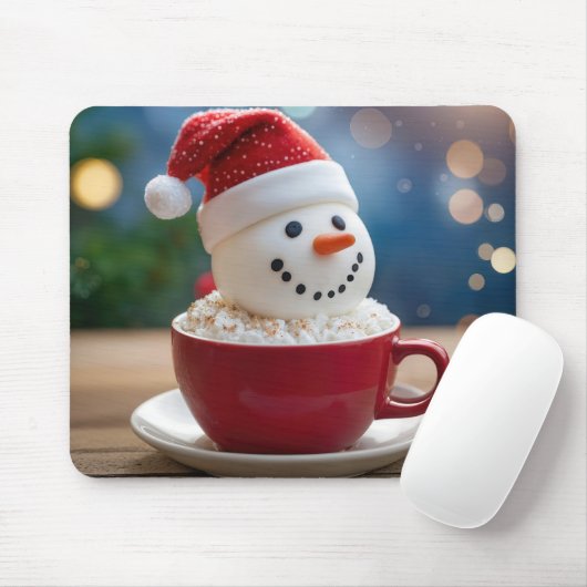 Christmas Snowman In Hot Cocoa Muismat (Met muis)