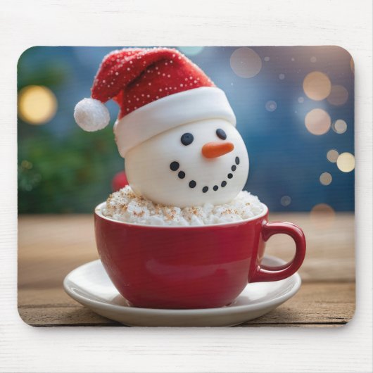 Christmas Snowman In Hot Cocoa Muismat (Voorkant)