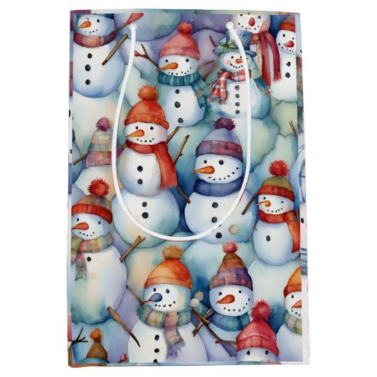 Christmas Snowman Kinder Medium Cadeauzakje (Voorkant)