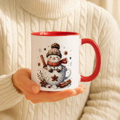 Christmas Snowman Mug, Hot Cocoa Festive Winter Ar Mok