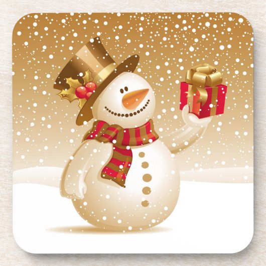 Christmas Snowman Onderzetters (set van 4) (Voorkant)