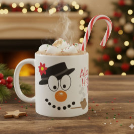 Christmas Snowman Personalize Fun Hot Cocoa or Koffiemok