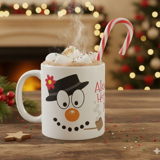 Christmas Snowman Personalize Fun Hot Cocoa or Koffiemok