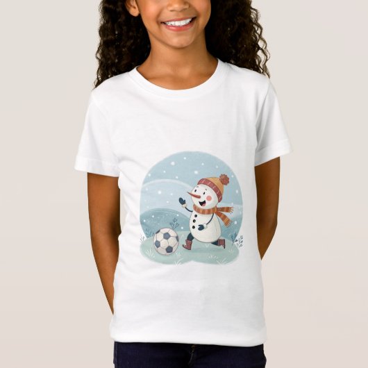 Christmas snowman playing soccer t-shirt (Voorkant)