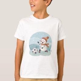 Christmas snowman playing soccer t-shirt