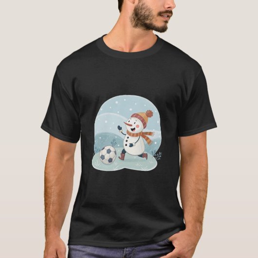 Christmas snowman playing soccer t-shirt (Voorkant)