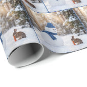 Christmas Snowman Scowling at a Rabbit Cadeaupapier (Rol Hoek)