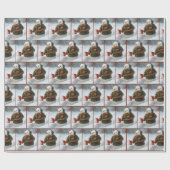 Christmas Snowman Shoveling Snow Cadeaupapier (Vlak)