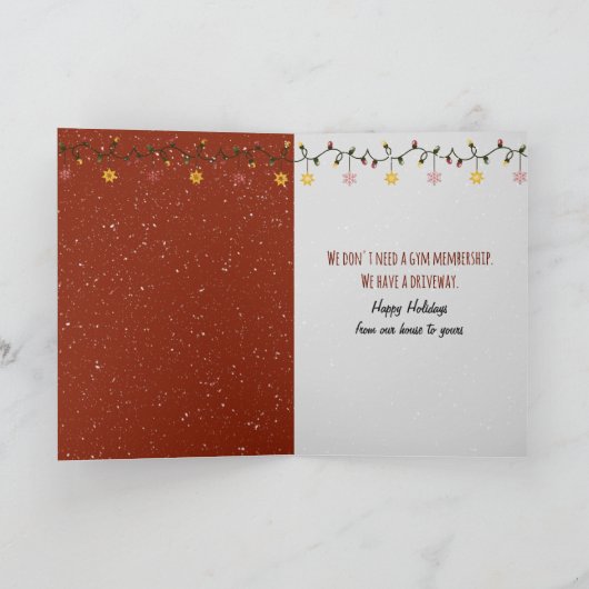 Christmas Snowman Shoveling Snow Kaart (Binnen)