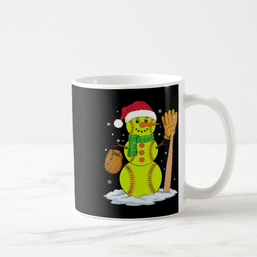 Christmas Snowman Softbyll Pitcher Boys Kids Teens Koffiemok (Rechts)