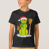 Christmas Snowman Softbyll Pitcher Boys Kids Teens T-shirt (Voorkant)
