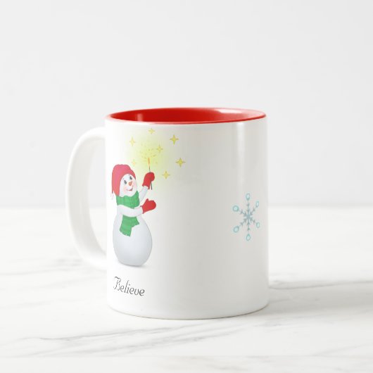 Christmas Snowman T-shirt Tweekleurige Koffiemok (Voorkant links)