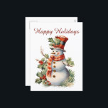 Christmas snowman tekst toevoegen waterverf Vakant Feestdagenkaart<br><div class="desc">Kerstmis sneeuwpop tekst toevoegen waterverf Vakantie Briefkaart</div>
