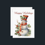 Christmas snowman tekst toevoegen waterverf Vakant Feestdagenkaart<br><div class="desc">Kerstmis sneeuwpop tekst toevoegen waterverf Vakantie Briefkaart</div>