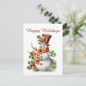Christmas snowman tekst toevoegen waterverf Vakant Feestdagenkaart (Staand voorkant)