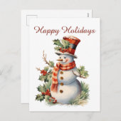 Christmas snowman tekst toevoegen waterverf Vakant Feestdagenkaart (Voorkant / Achterkant)