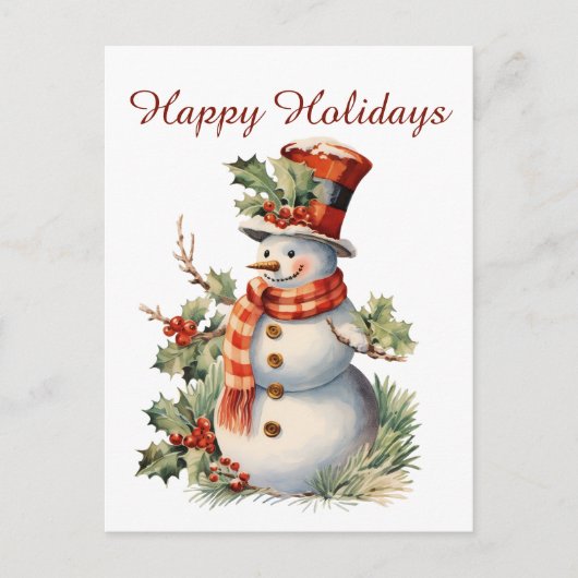 Christmas snowman tekst toevoegen waterverf Vakant Feestdagenkaart (Voorkant)