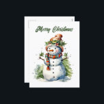 Christmas snowman tekst toevoegen waterverf Vakant Feestdagenkaart<br><div class="desc">Kerstmis sneeuwpop tekst toevoegen waterverf Vakantie Briefkaart</div>